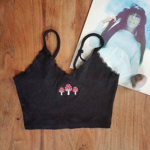 Streetwear Society - Ribbed Mushroom Crop Top - Sz M